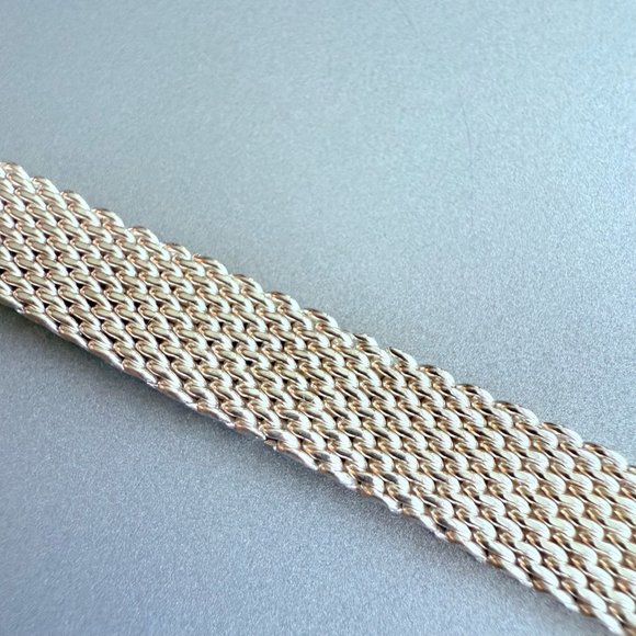 Modern Mesh Reflexion Somerset 7.5mm Link Chain Sterling Silver Bracelet Vintage - Picture 5 of 9